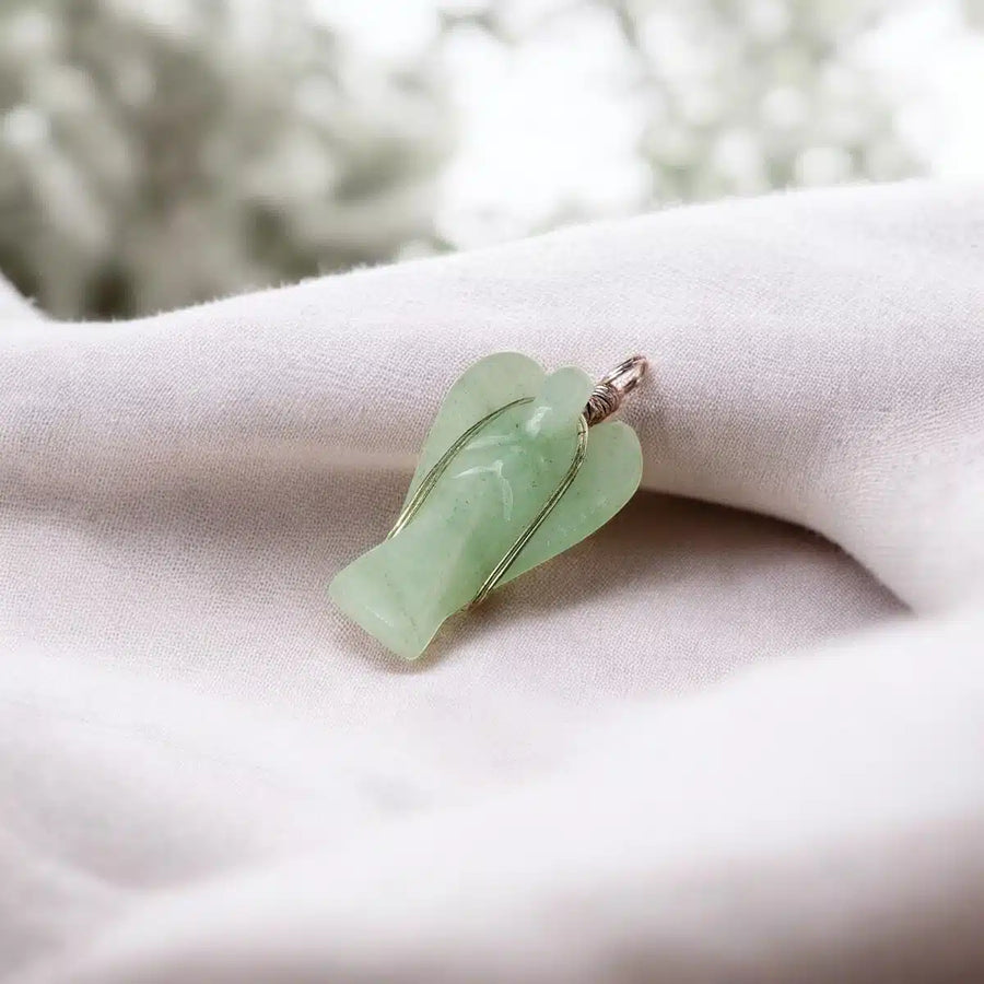 Green Aventurine Angel Wire Wrapped Pendant