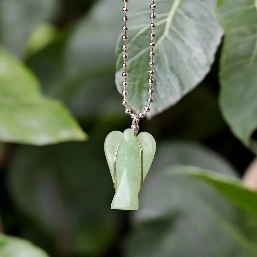 Green Aventurine Angel Wire Wrapped Pendant