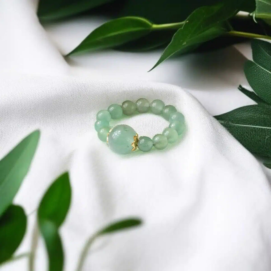 Green Aventurine Beads Ring