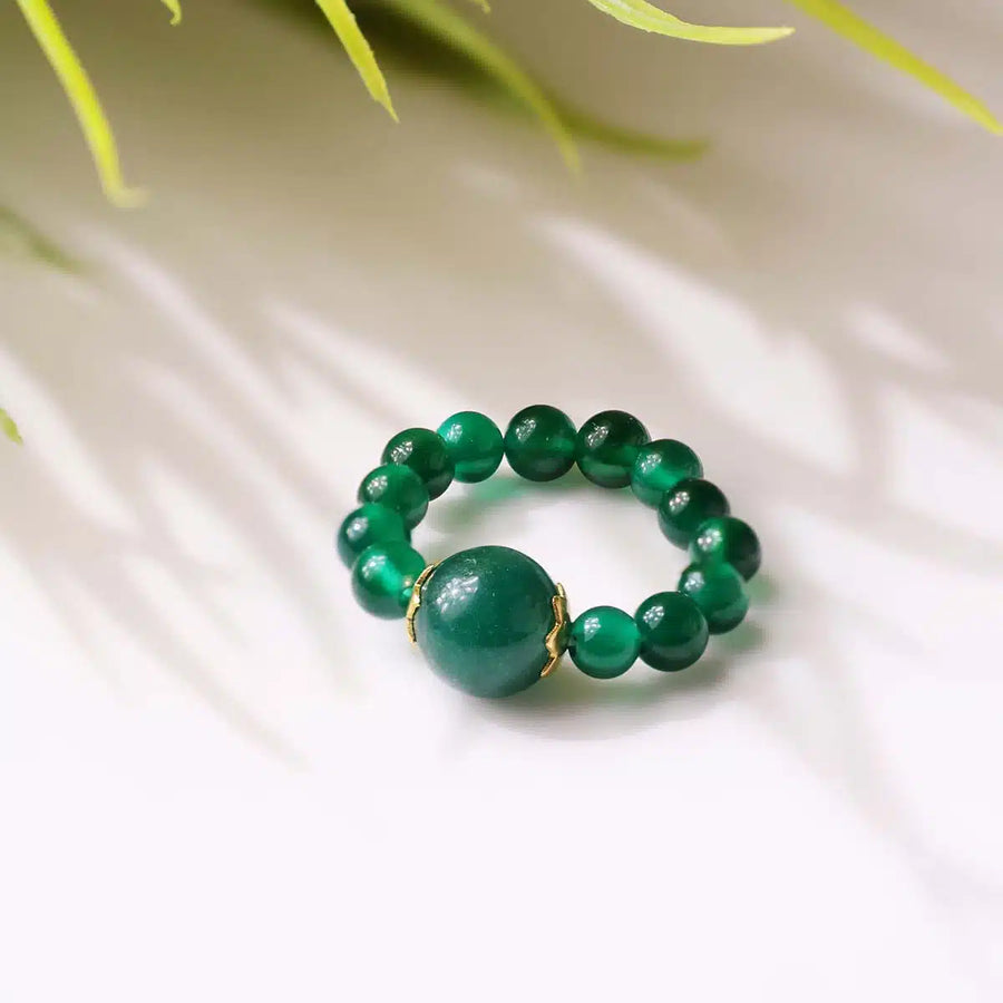 Green Jade Beads Ring