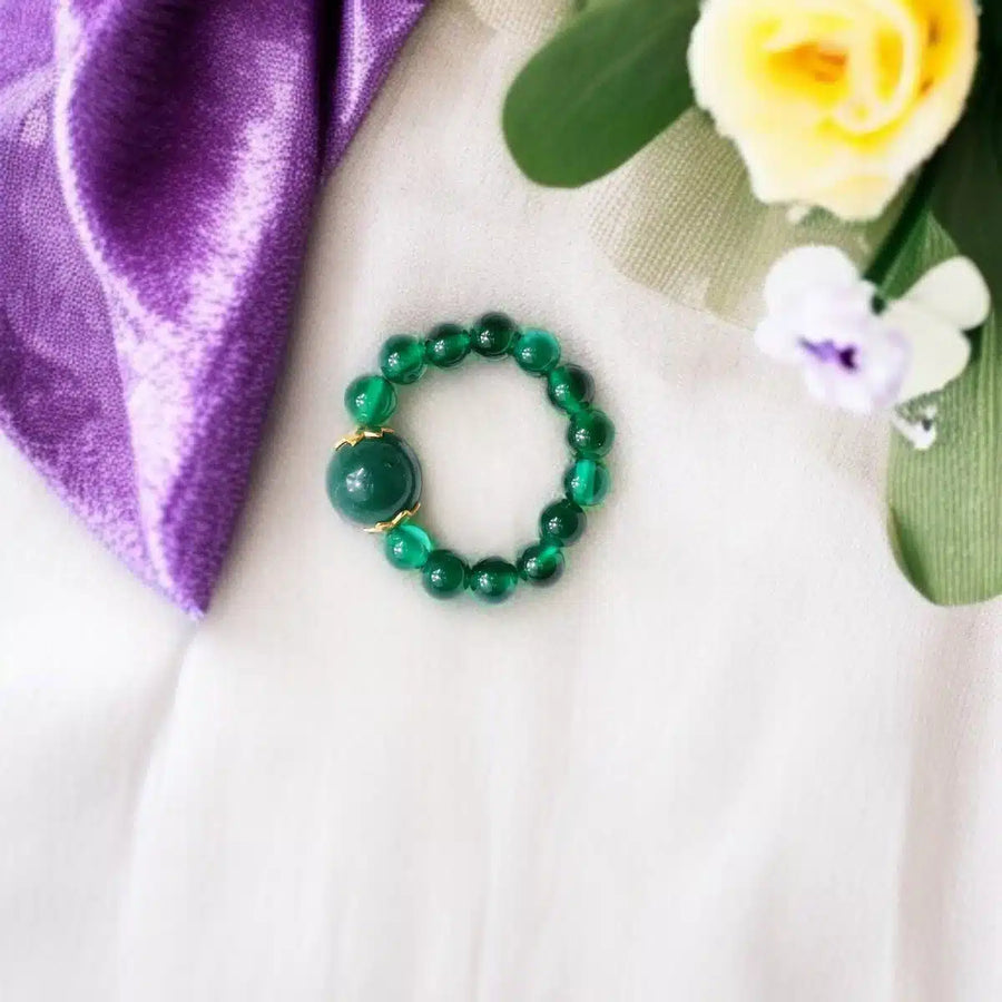 Green Jade Beads Ring