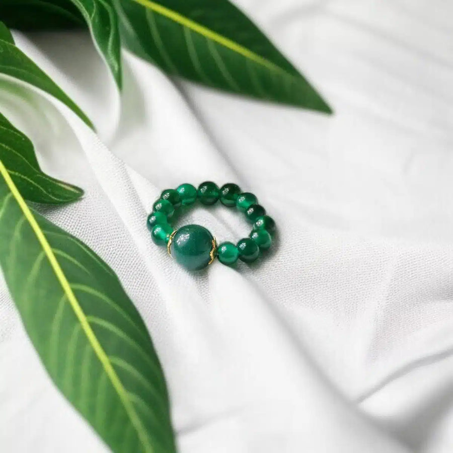 Green Jade Beads Ring