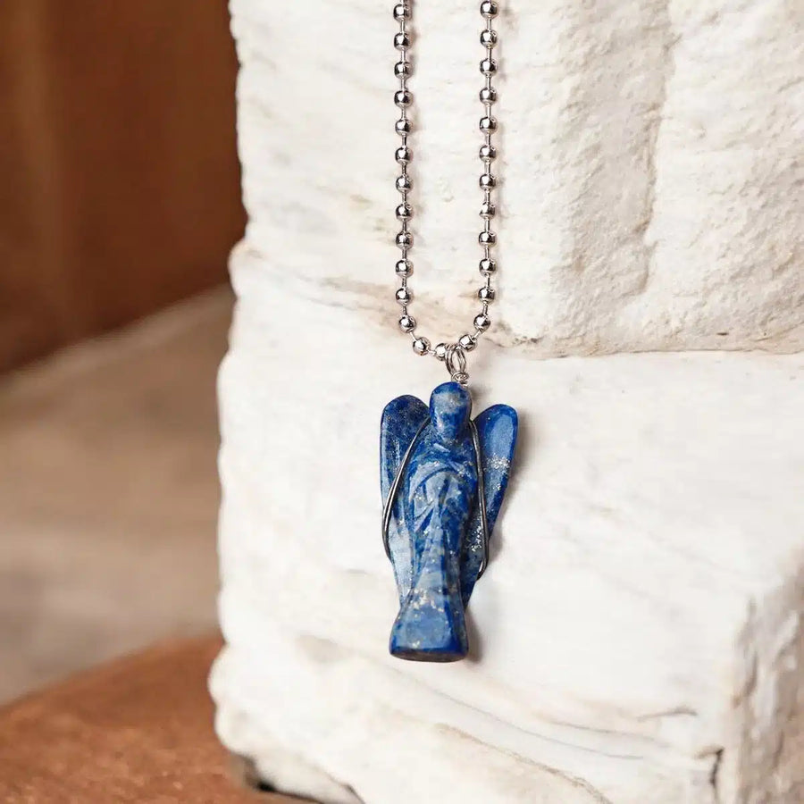 Lapis Lazuli Wire-Wrapped Angel Pendant