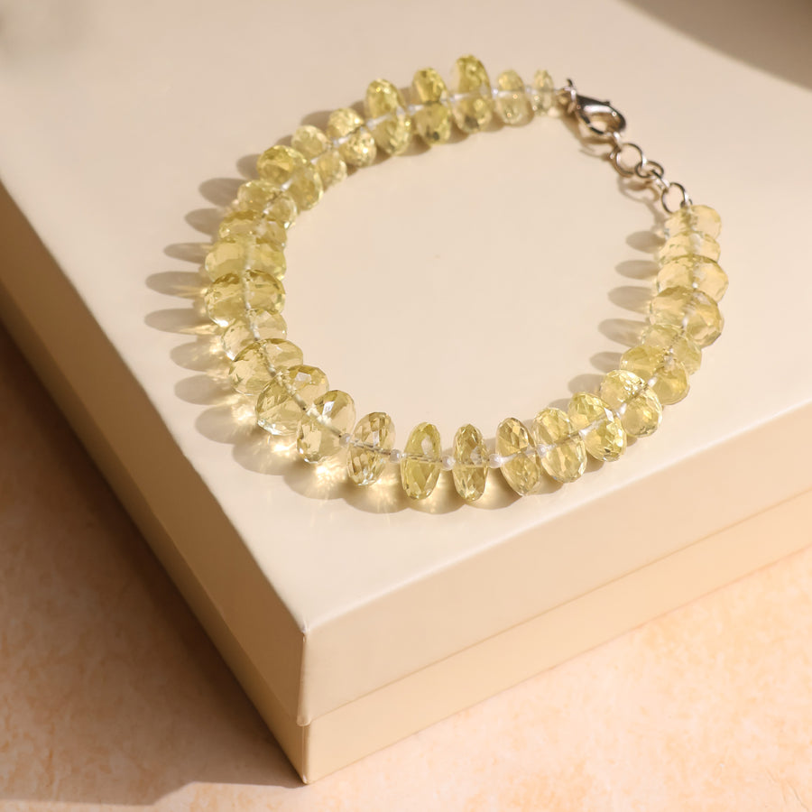 Lemon Quartz Bati Faceted Big Bracelet