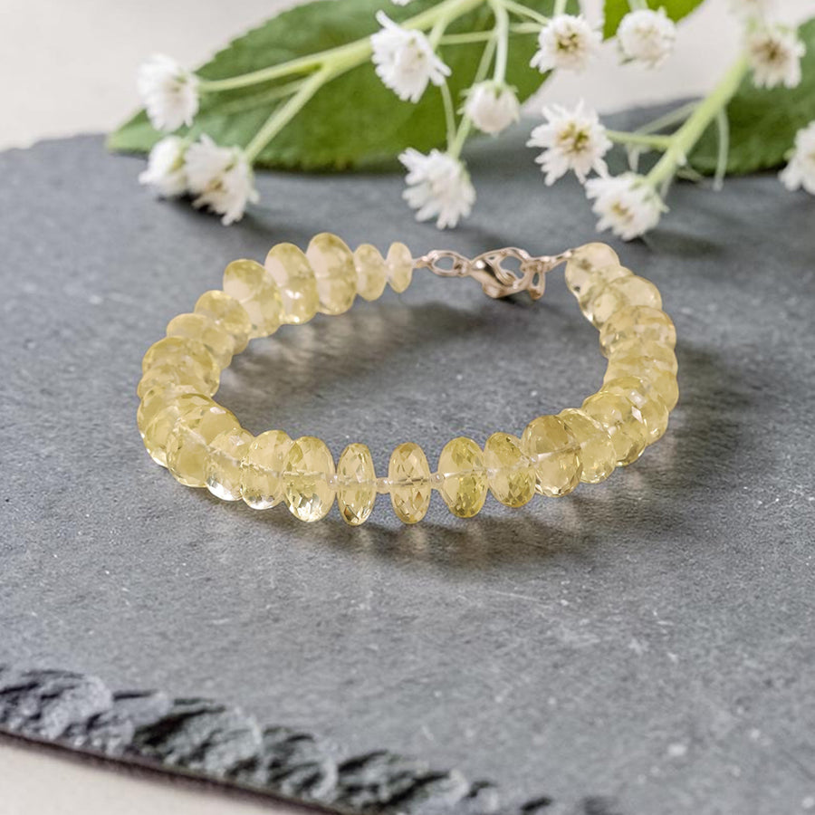 Lemon Quartz Bati Faceted Big Bracelet
