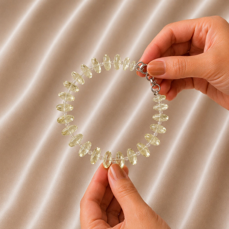 Lemon Quartz Bati Faceted Big Bracelet
