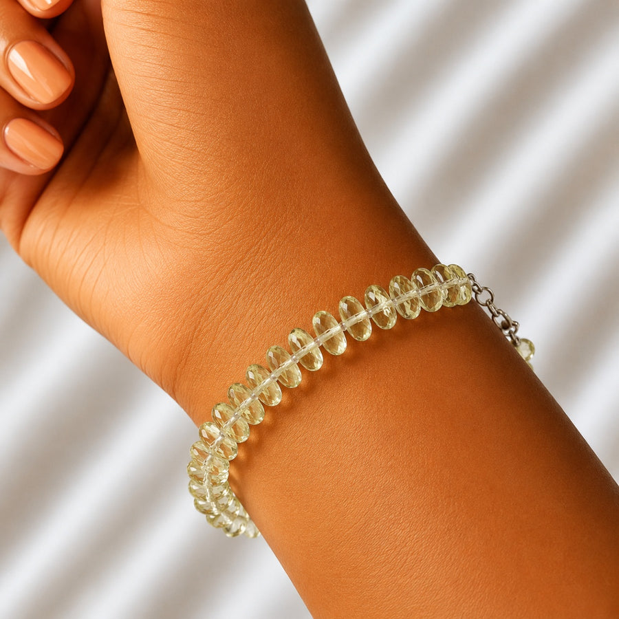 Lemon Quartz Bati Faceted Big Bracelet