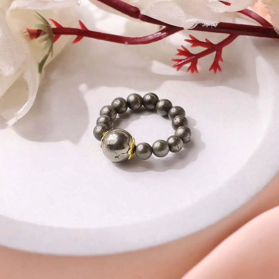 Pyrite Beads Ring