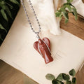 Red Jasper Wire-Wrapped Angel Pendant