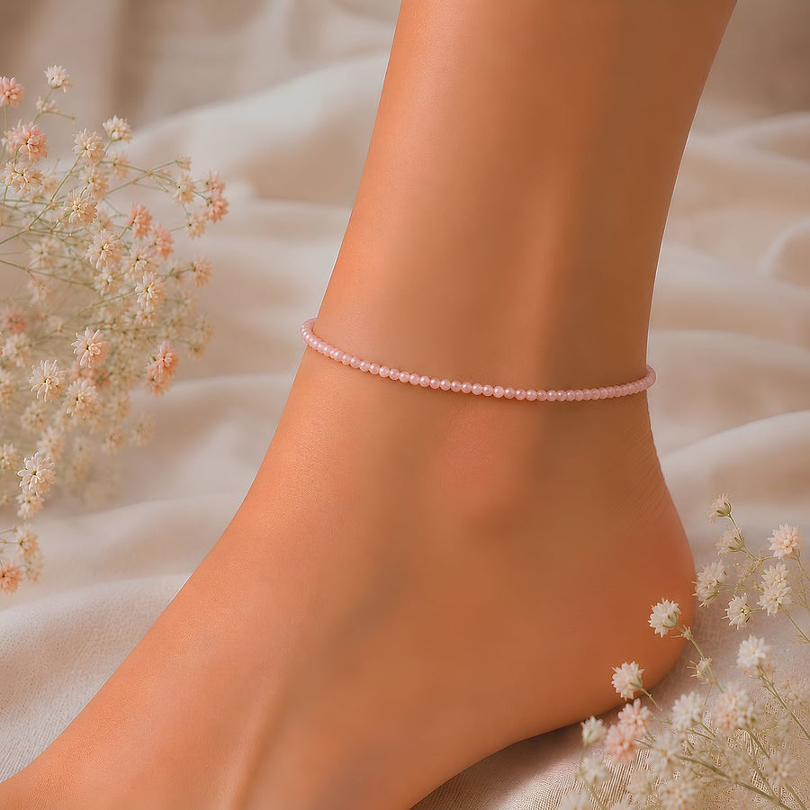 Rhodochrosite Faceted Anklet 2 mm