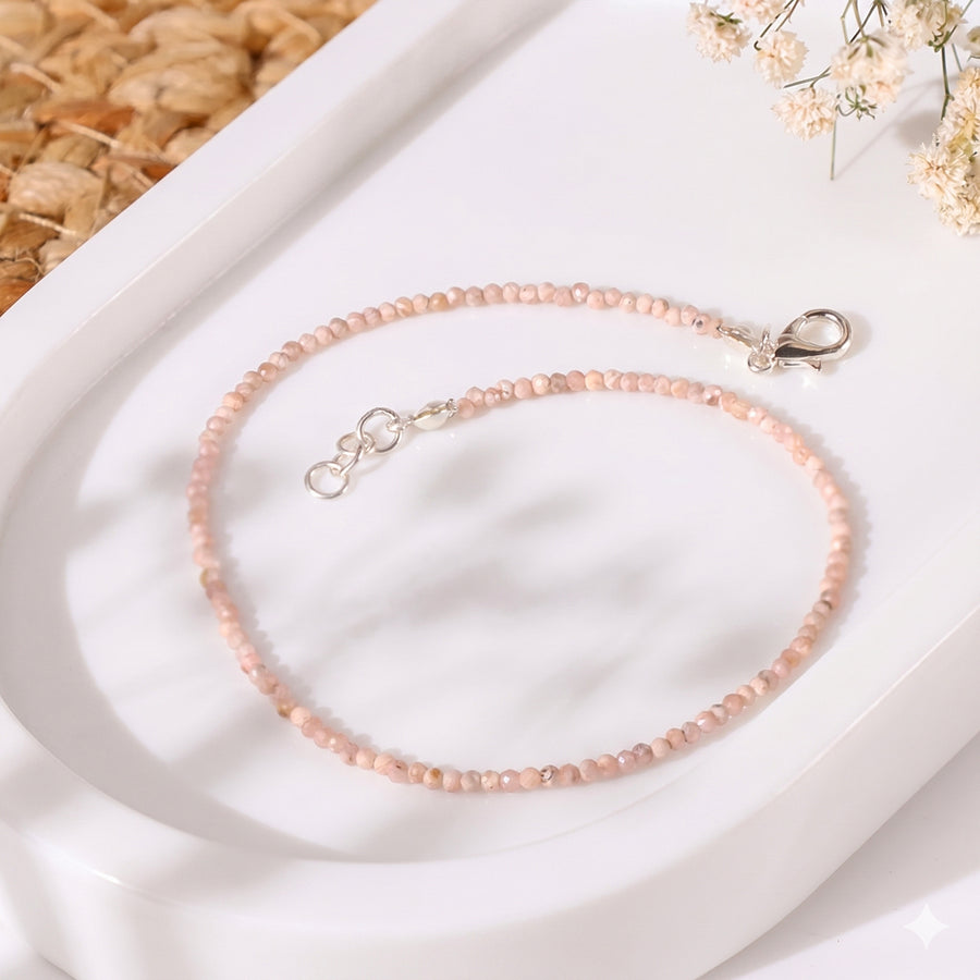 Rhodochrosite Faceted Anklet 2 mm