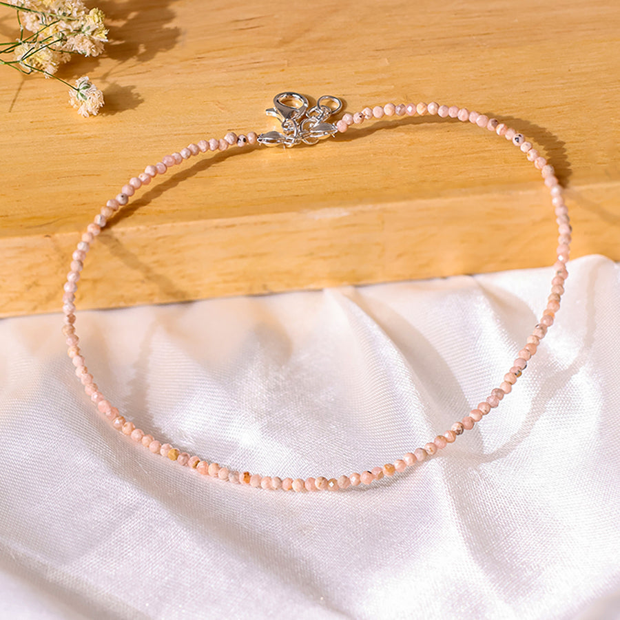 Rhodochrosite Faceted Anklet 2 mm