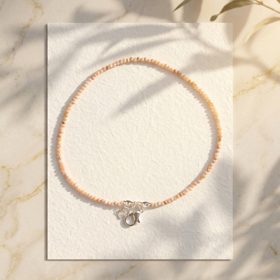 Rhodochrosite Faceted Anklet 2 mm