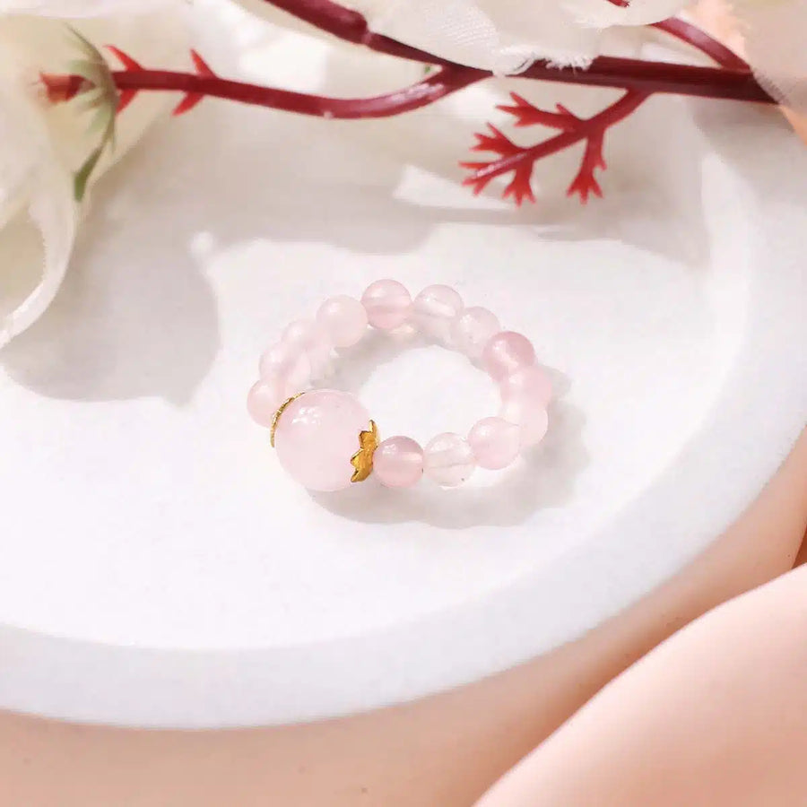 Rose Quartz Beads Ring