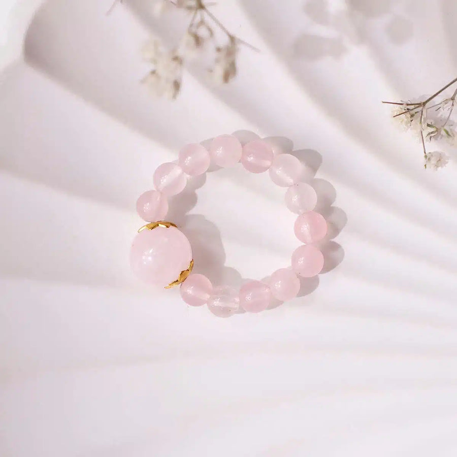 Rose Quartz Beads Ring