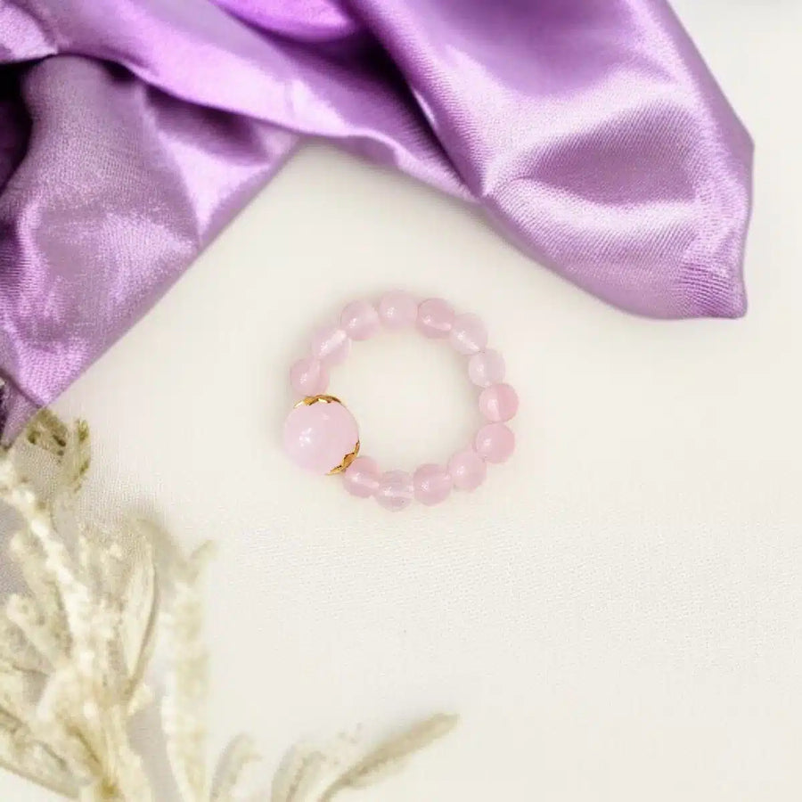 Rose Quartz Beads Ring