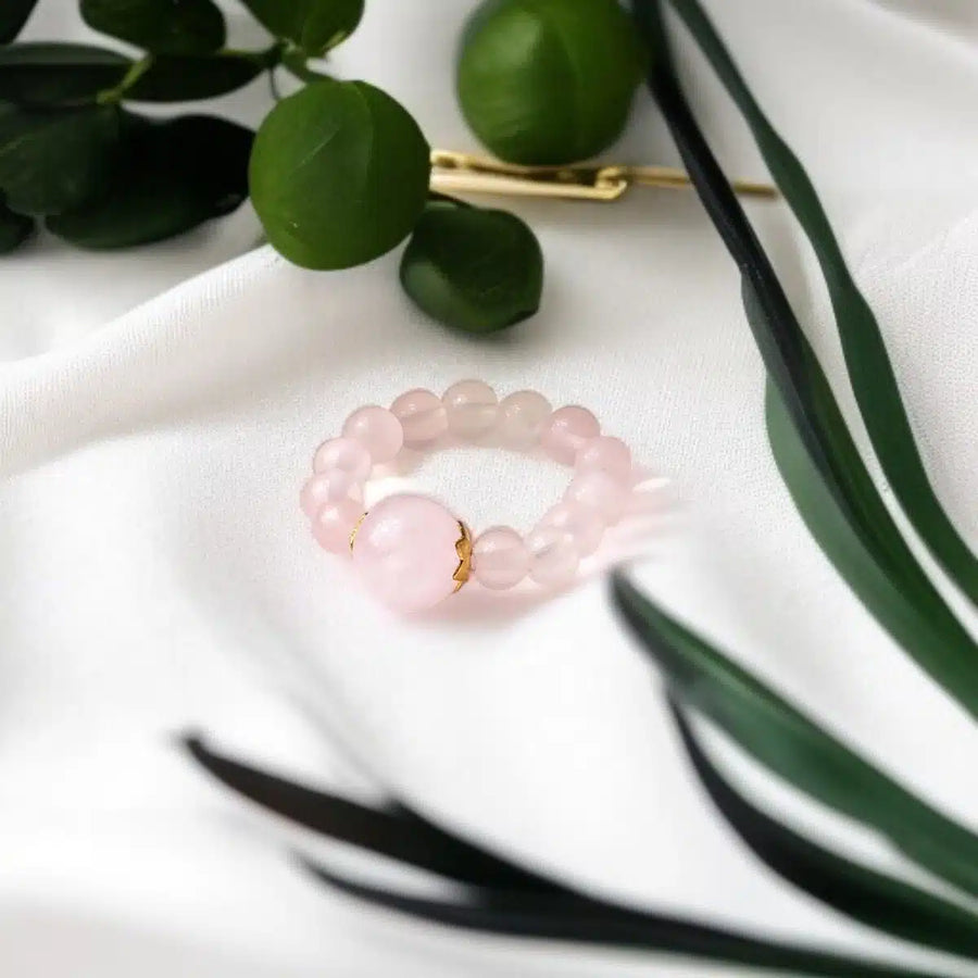 Rose Quartz Beads Ring