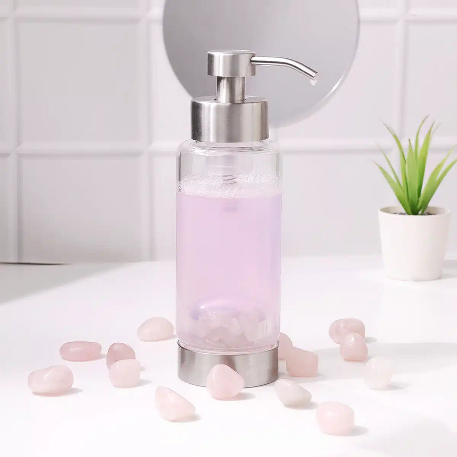 Rose Quartz Hand Wash Glass Bottle