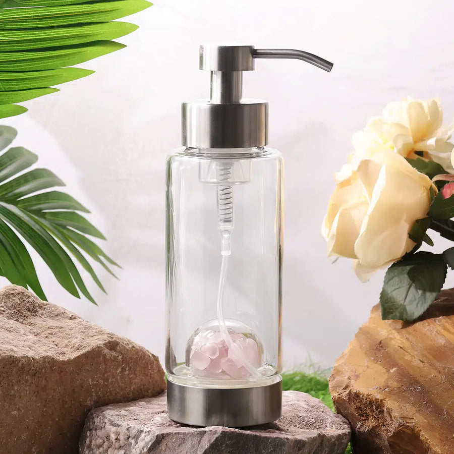 Rose Quartz Hand Wash Glass Bottle
