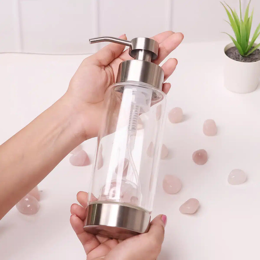 Rose Quartz Hand Wash Glass Bottle