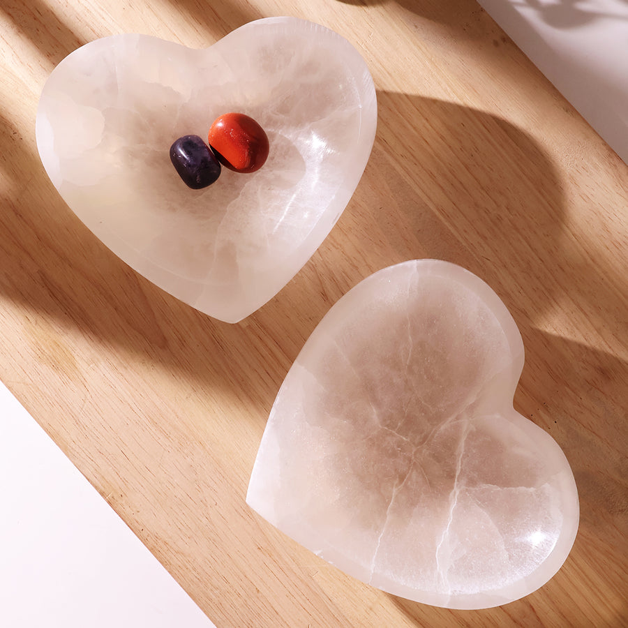 Selenite Heart Bowl Big