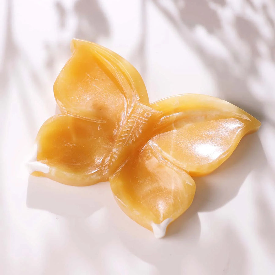 Yellow Calcite Butterfly Bowl
