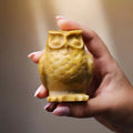 Yellow Jade Carved Owl 3 Inches